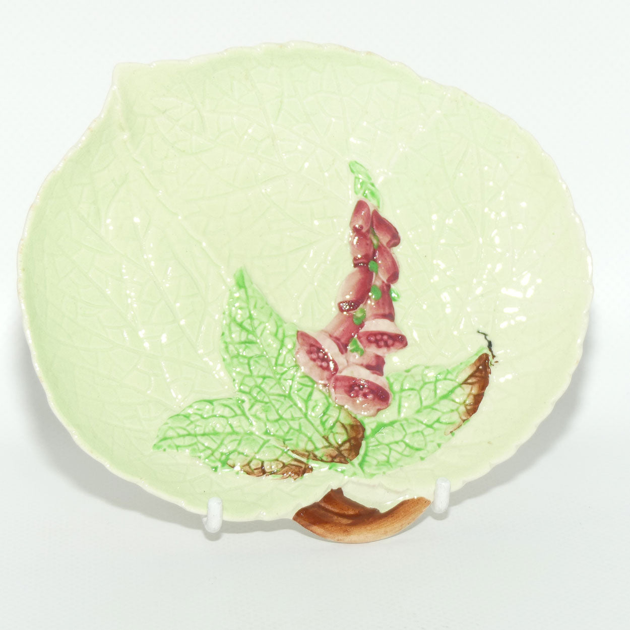 Carlton Ware Hollyhocks pattern small dish | 14.5cm wide | Green