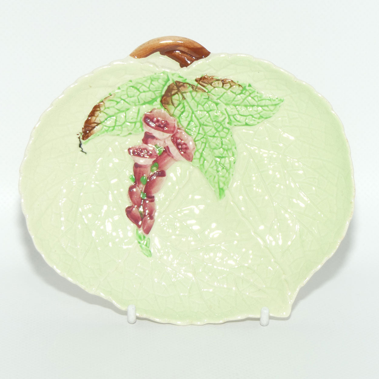 Carlton Ware Hollyhocks pattern small dish | 14.5cm wide | Green