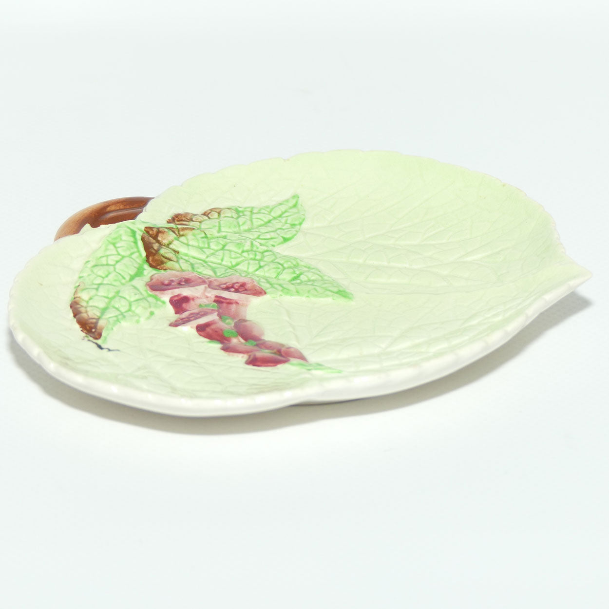 Carlton Ware Hollyhocks pattern small dish | 14.5cm wide | Green