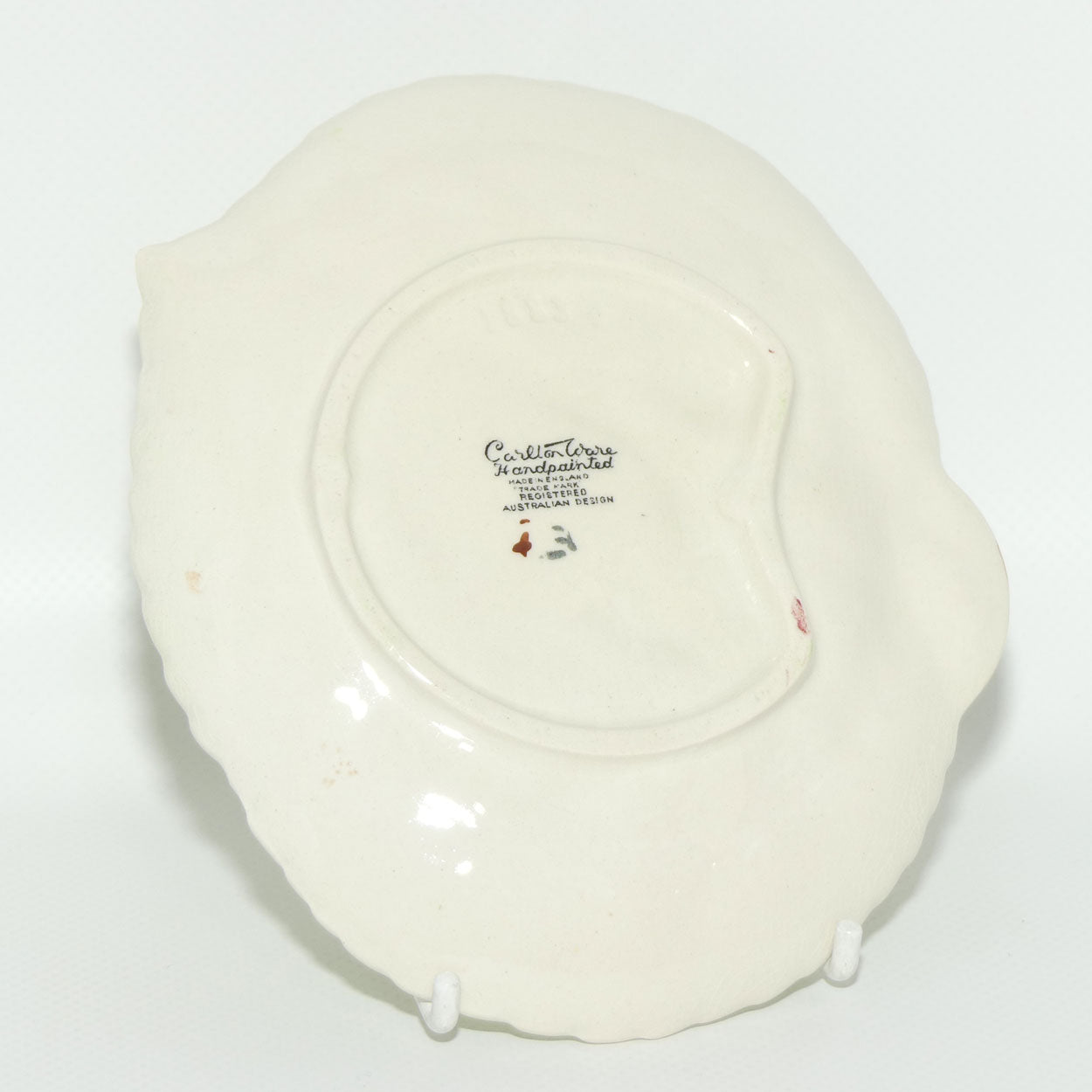 Carlton Ware Hollyhocks pattern small dish | 14.5cm wide | Green