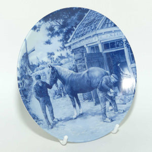 Delft Blauw Holland miniature plate | Horse getting Shoed