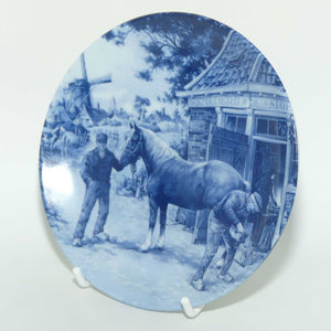 Delft Blauw Holland miniature plate | Horse getting Shoed