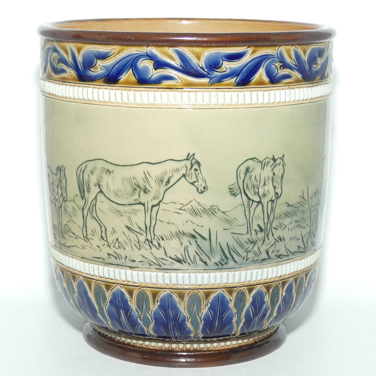 Doulton Lambeth Hannah Barlow stoneware stoneware drawings of horses jardiniere