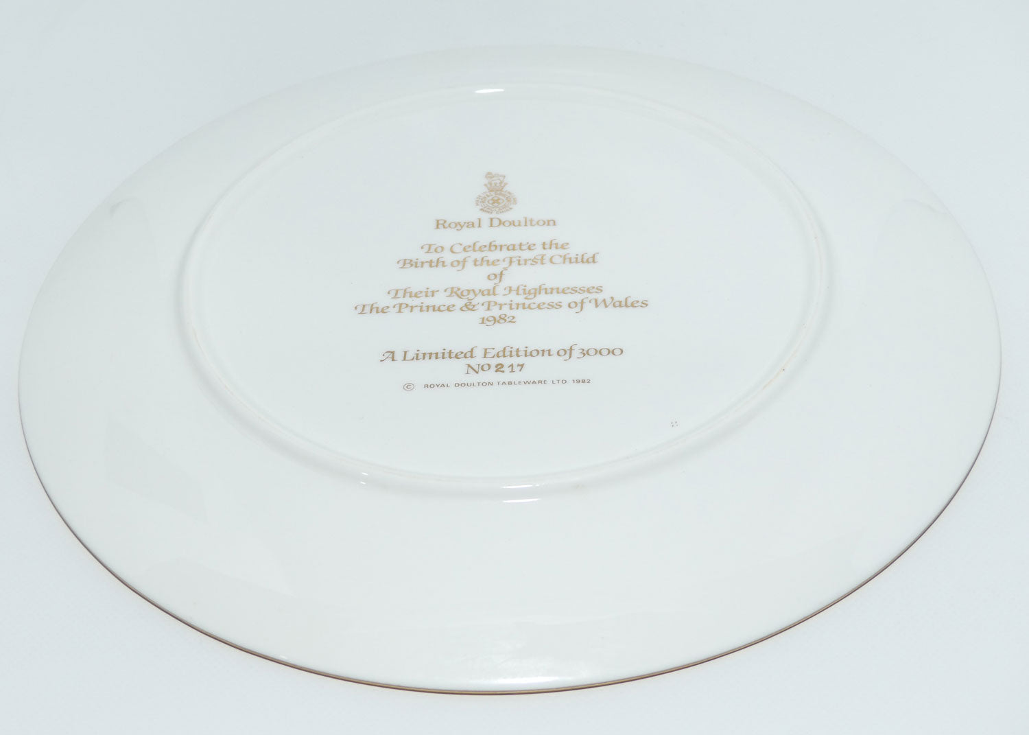 Royal Doulton HRH Prince William of Wales Birth Commemorative plate | 21st June 1982