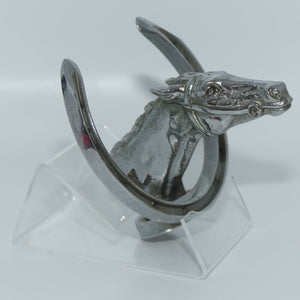 Vintage Louis Lejeune Thoroughbred Horse Head and Horse Shoe Car Mascot | Hood Ornament