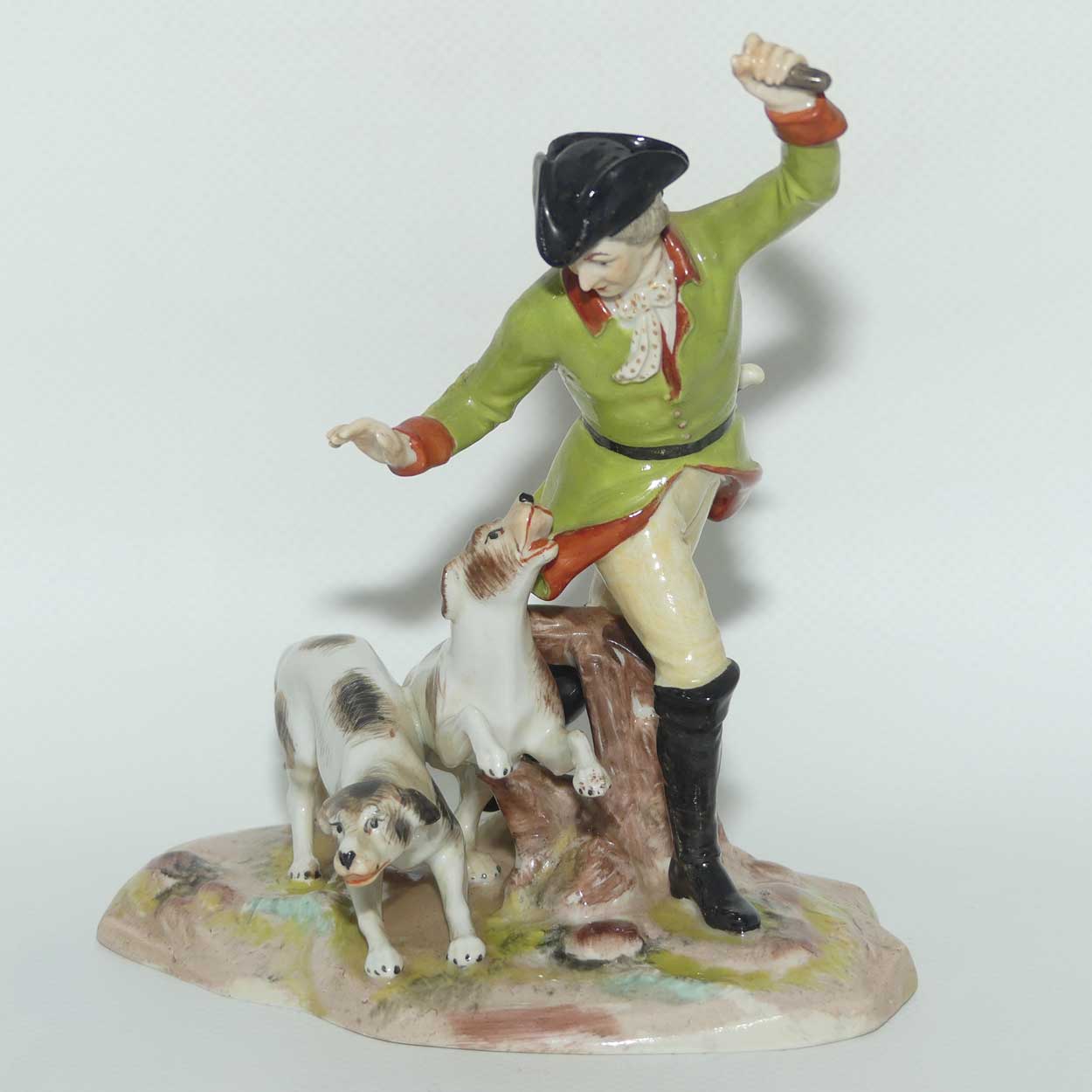 Dresden figure group | 18th Century Gentlemen with Hunting Dogs