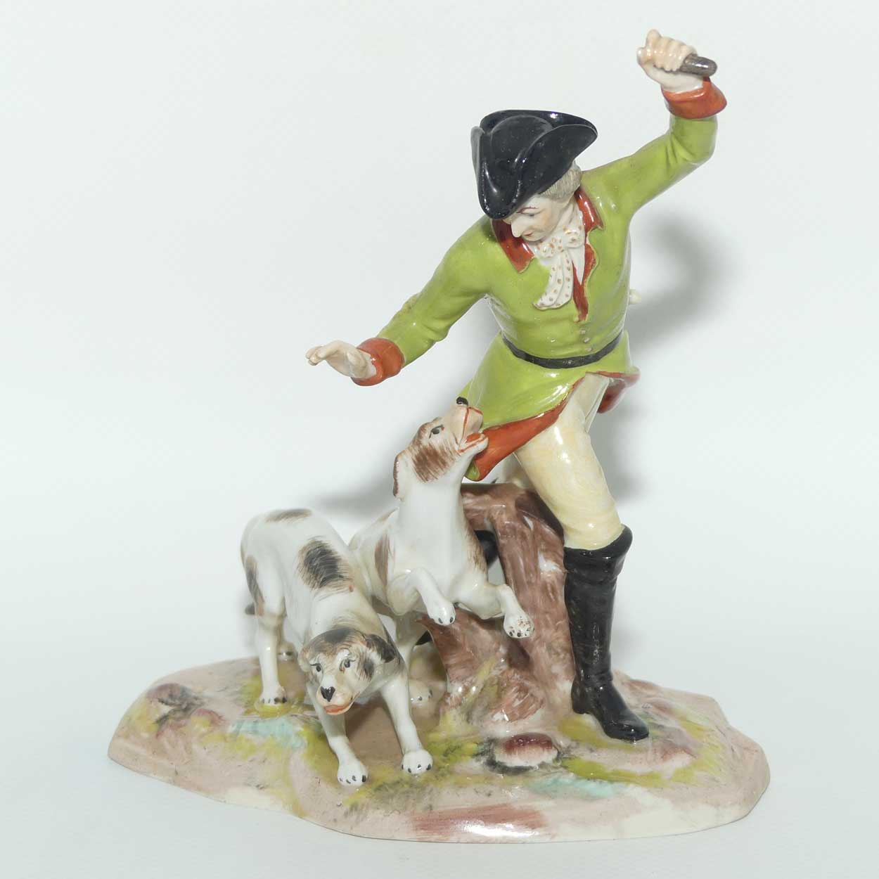 Dresden figure group | 18th Century Gentlemen with Hunting Dogs