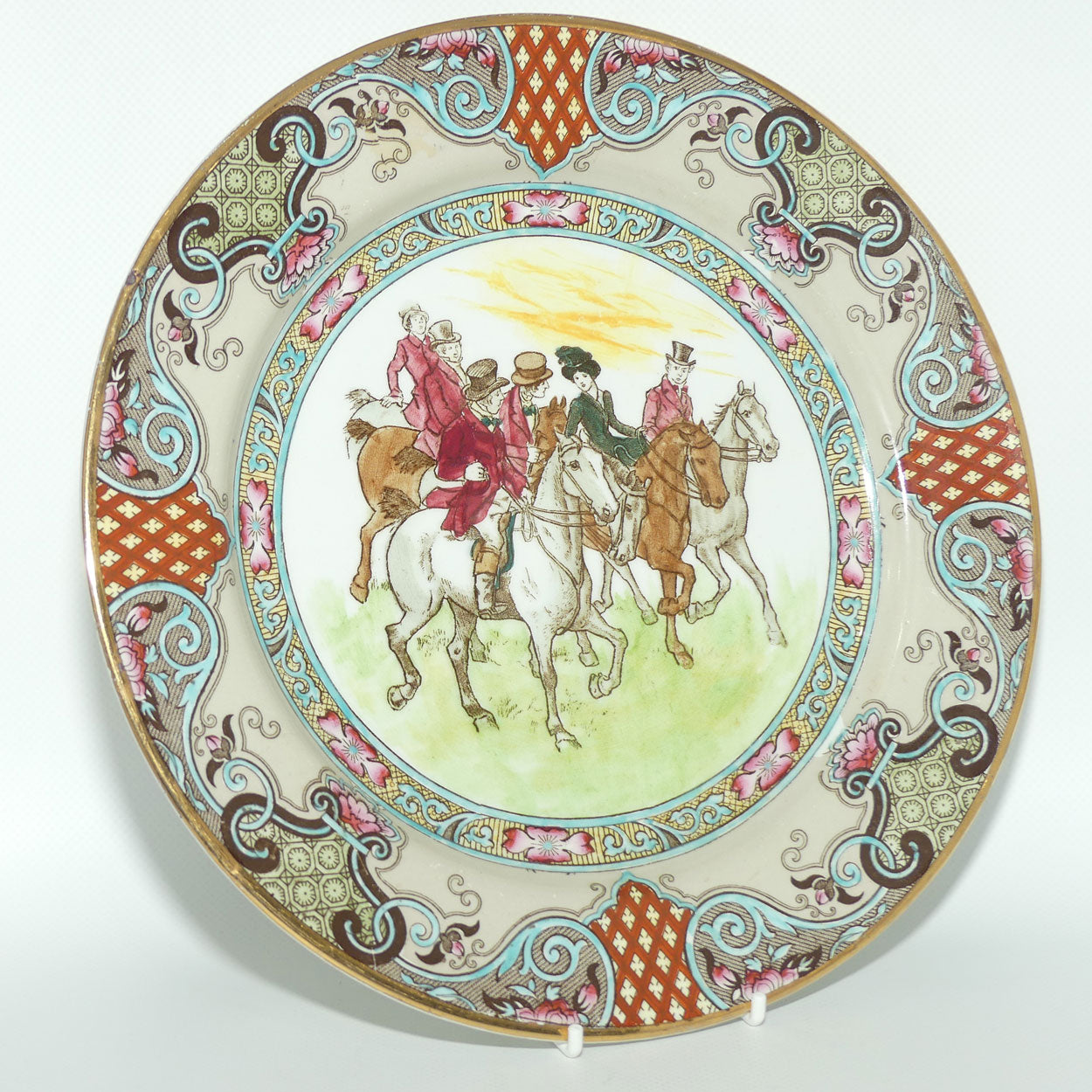 Doulton Burslem Hunting Thomson A plate D2215: One Lady and Five Men Trotting