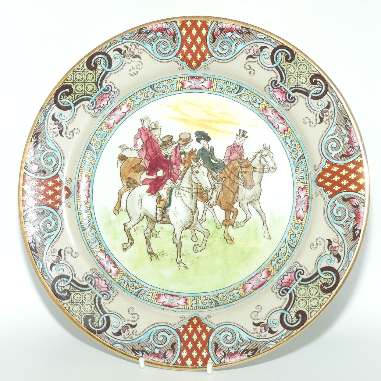 Doulton Burslem Hunting Thomson A plate D2215: One Lady and Five Men Trotting