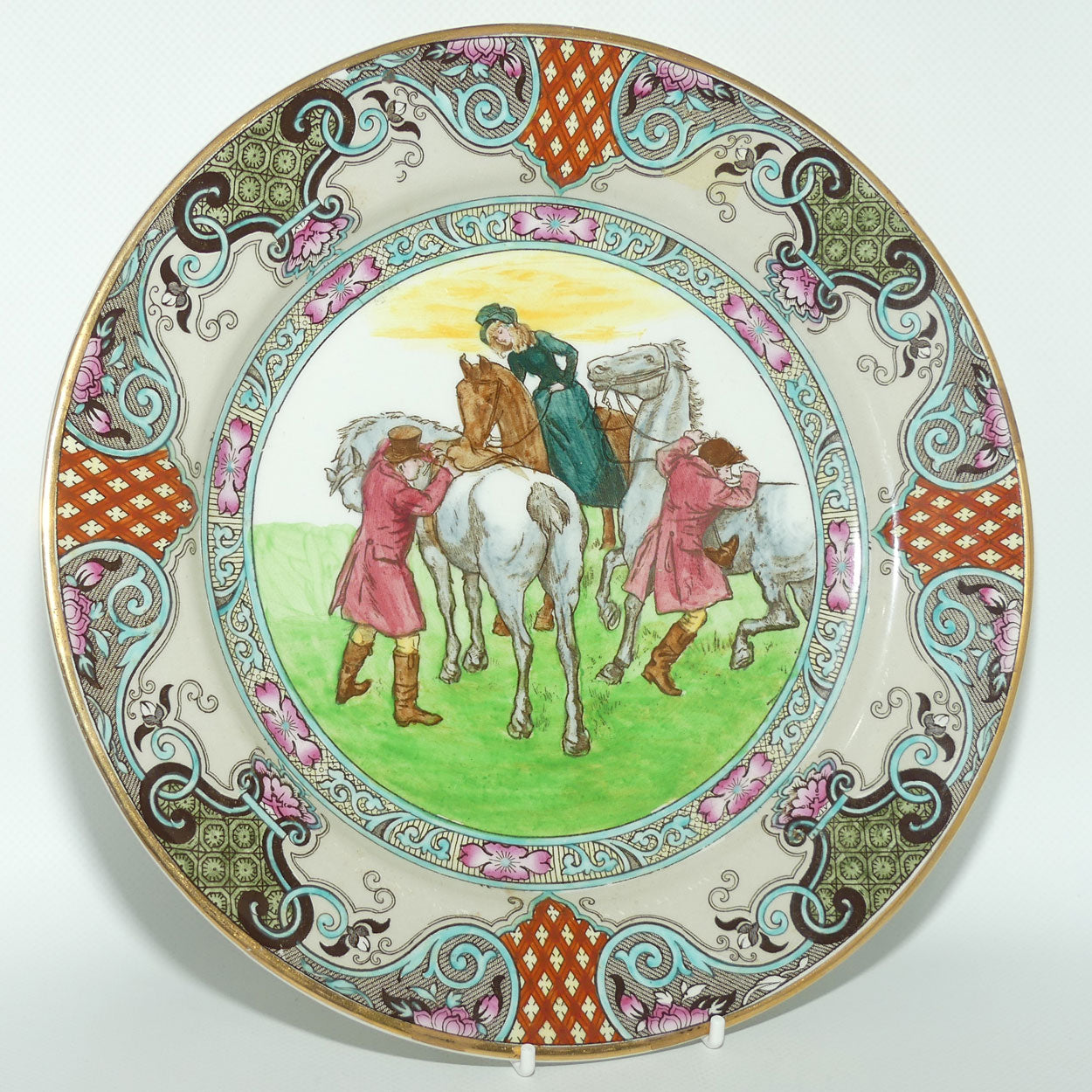 Doulton Burslem Hunting Thomson A plate D2215 | The Meet Riders Mounting | #1