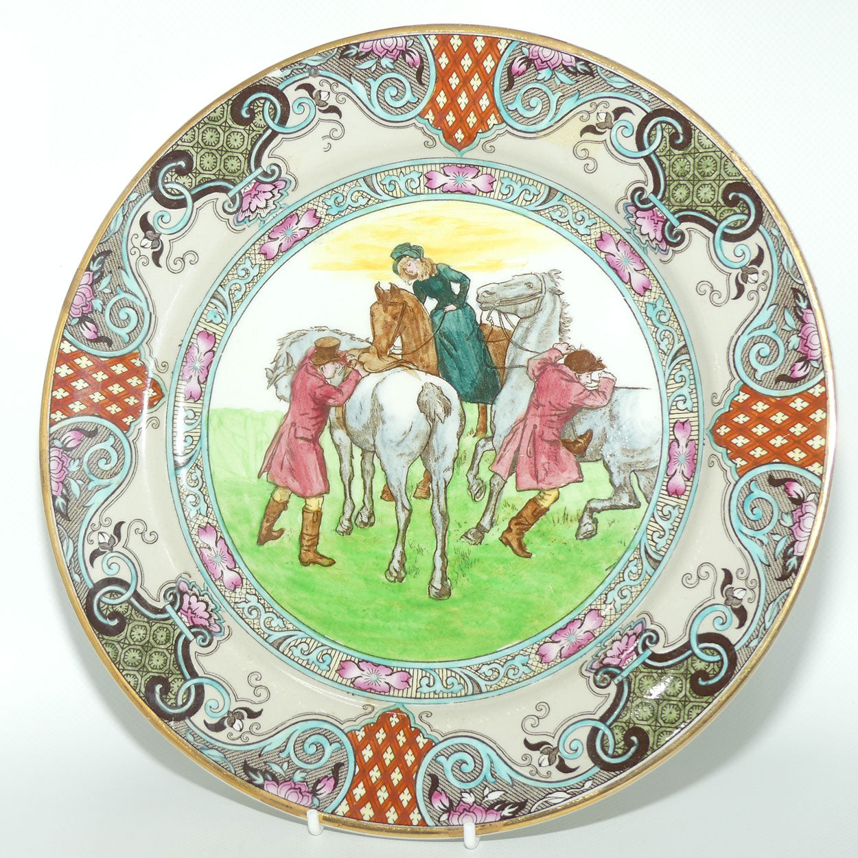 Doulton Burslem Hunting Thomson A plate D2215 | The Meet Riders Mounting | #1