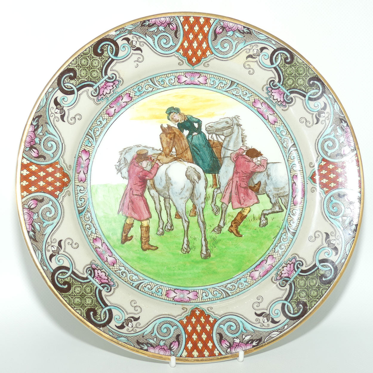Doulton Burslem Hunting Thomson A plate D2215 | The Meet Riders Mounting | #1