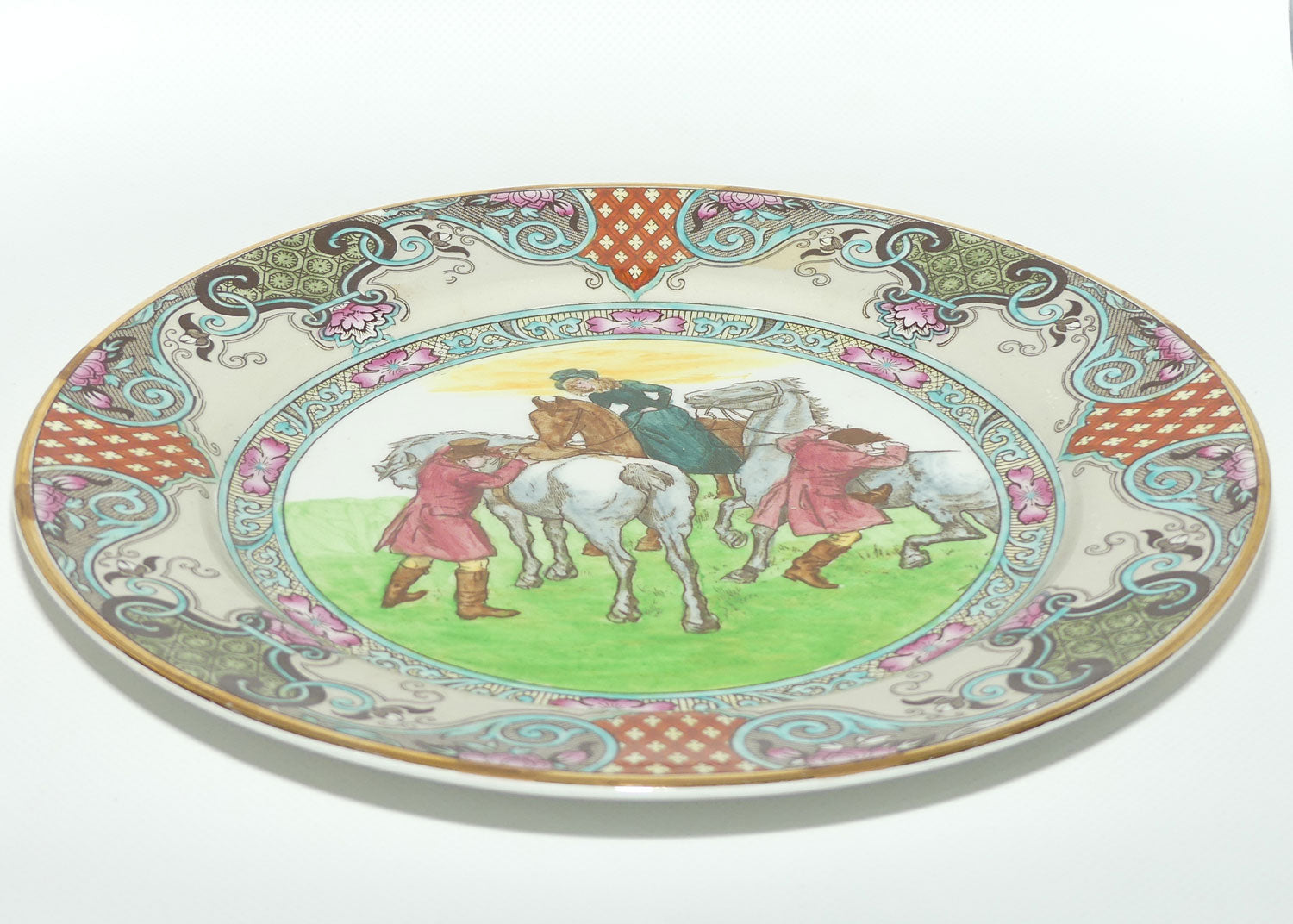 Doulton Burslem Hunting Thomson A plate D2215 | The Meet Riders Mounting | #1