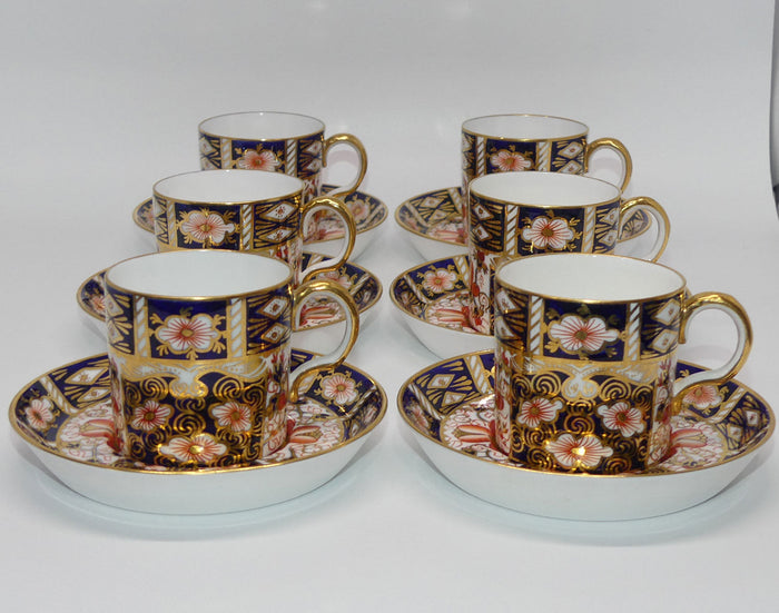 Royal Crown Derby Traditional Imari 2451 set of 6 demi tasse coffee duos