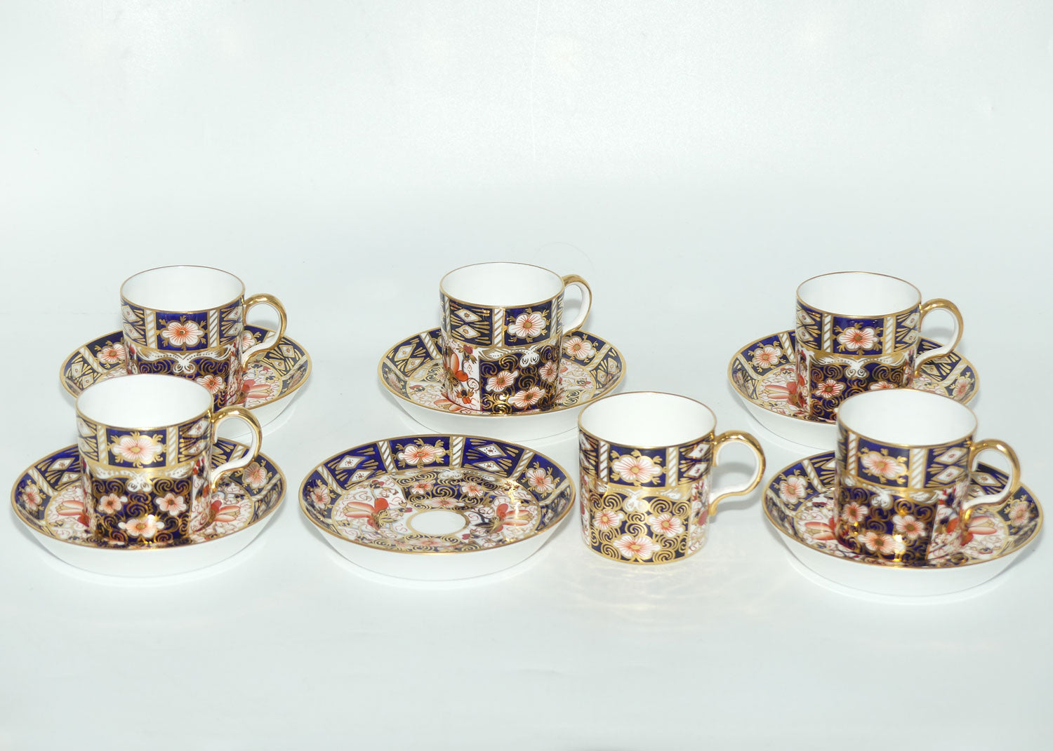Royal Crown Derby Traditional Imari 2451 set of 6 demi tasse coffee duos