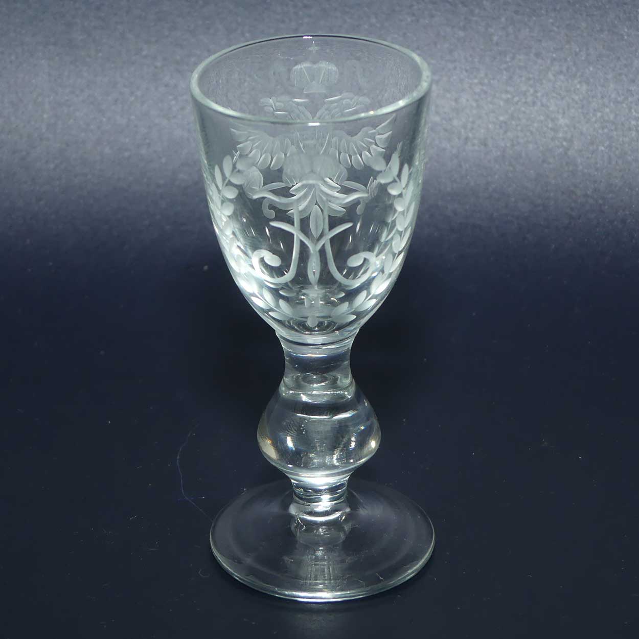 Russian Imperial Double Eagle Wheel Cut decorated liqueur glass | Nicholas II