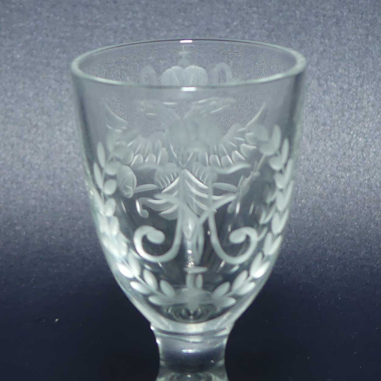 Russian Imperial Double Eagle Wheel Cut decorated liqueur glass | Nicholas II