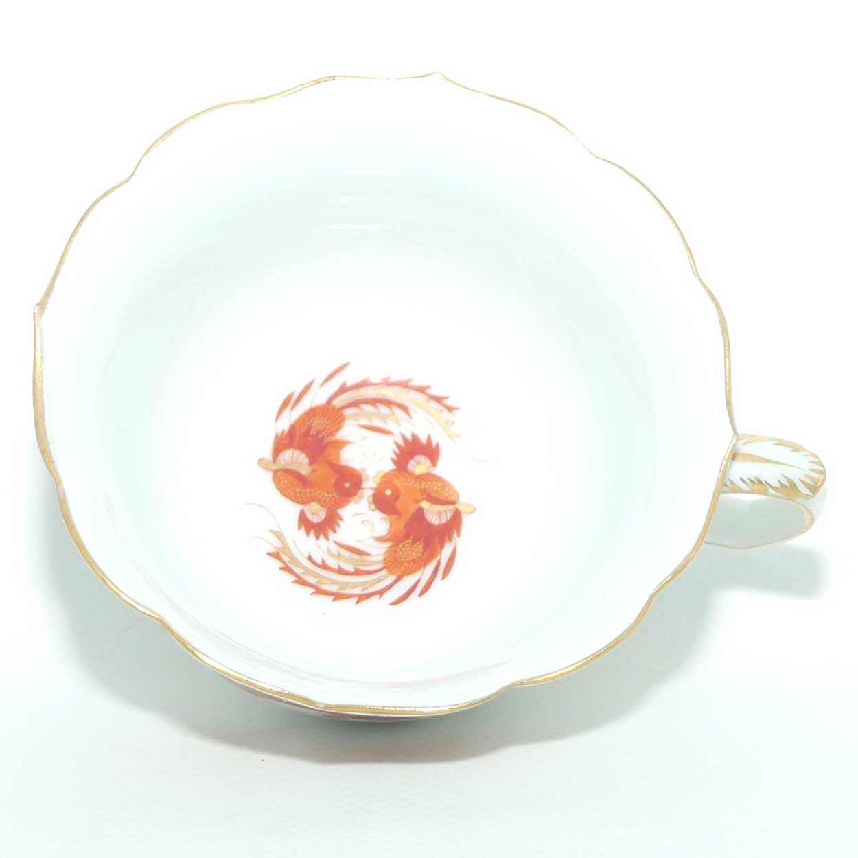 Meissen Red Dragon tea trio trimmed with gilt