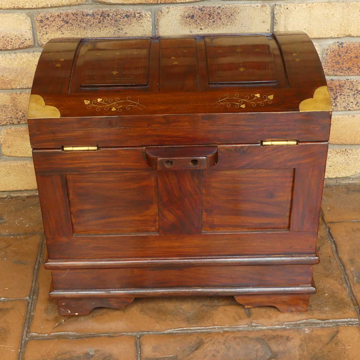 Indian Brass bound campaign trunk finished with inset brass decoration | c.1980