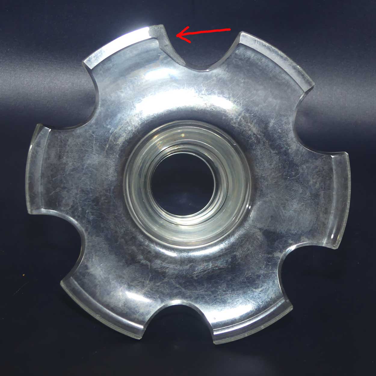 Superb Inwald Crystal diamond cut and multi facetted rim trumpet vase and insert