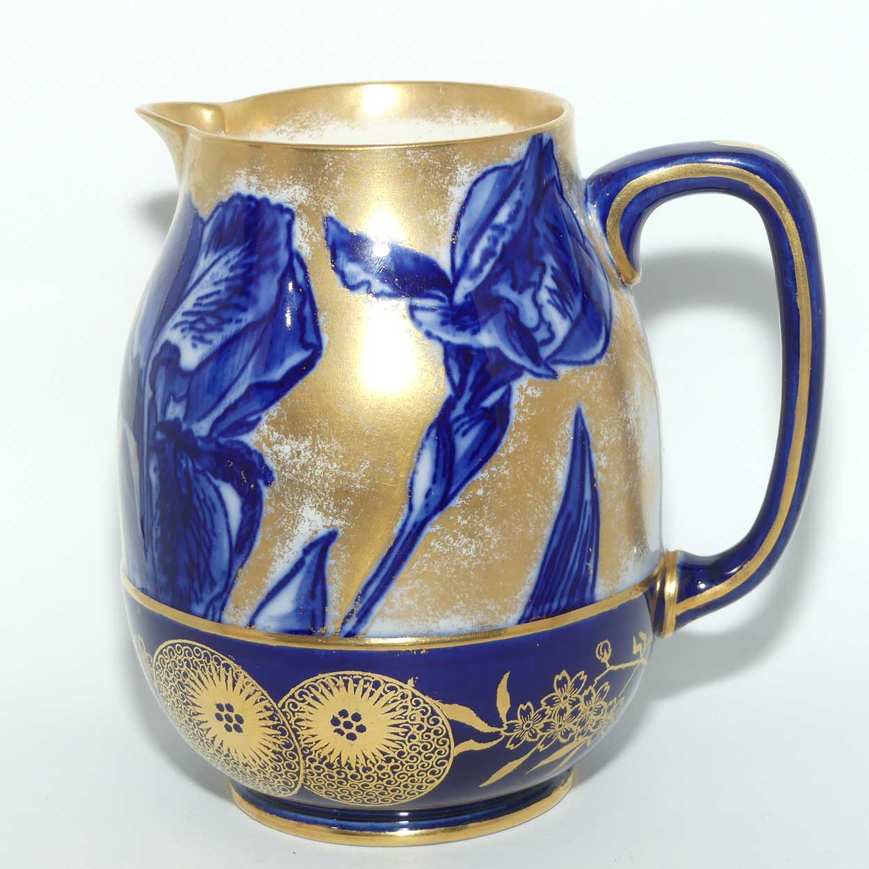 Royal Doulton Blue Iris and Daffodil jug with gilt highlights | A1147