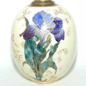 Crown Derby Blue Iris vase | Figured Neck and exceptional Gilt