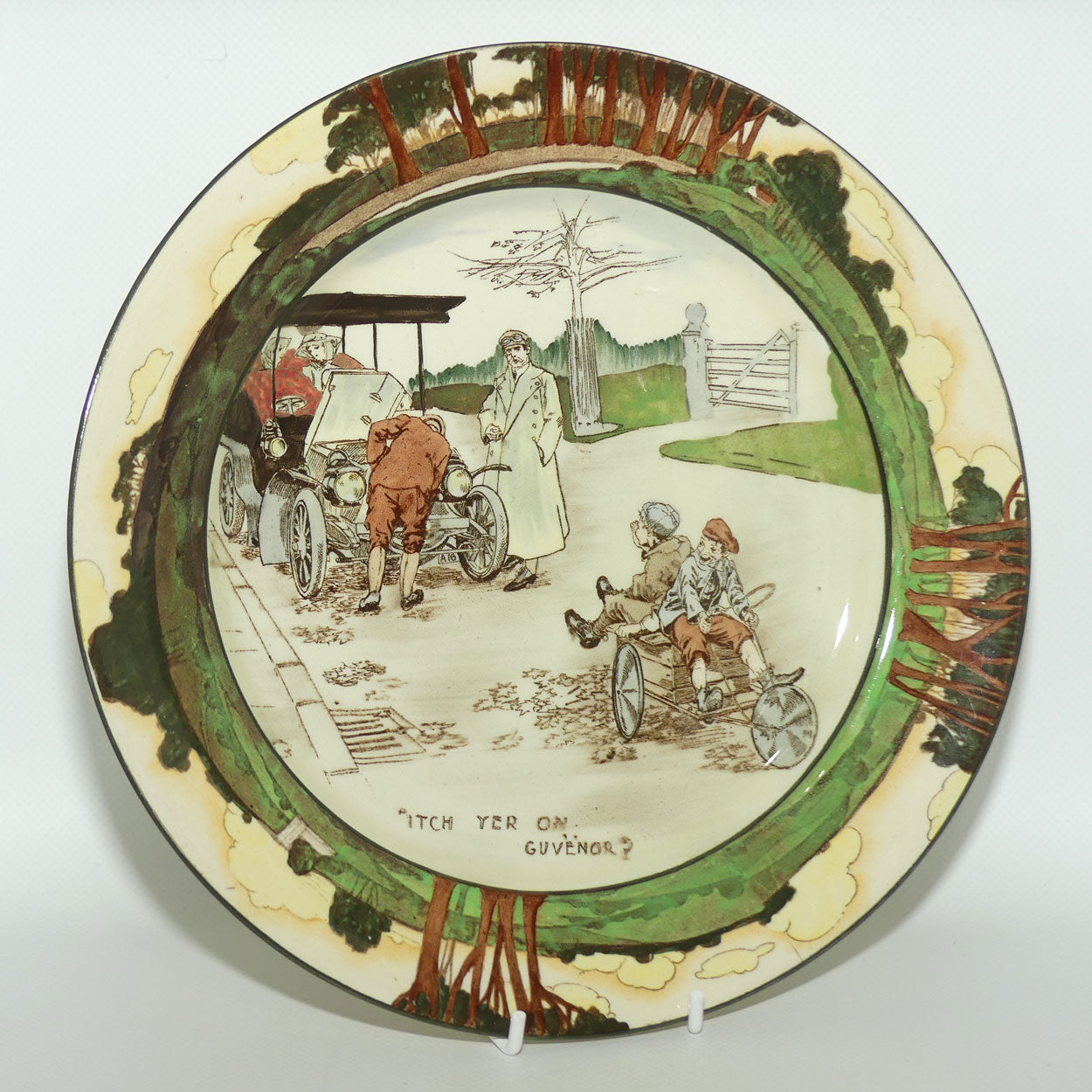 Royal Doulton Early Motoring plate D2406: 'Itch yer on... | Large #1