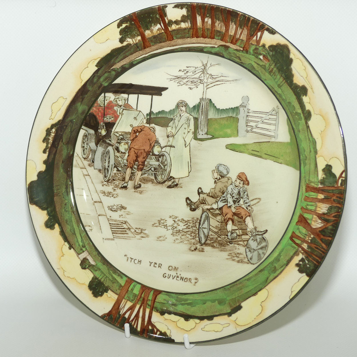 Royal Doulton Early Motoring plate D2406: 'Itch yer on... | Large #1