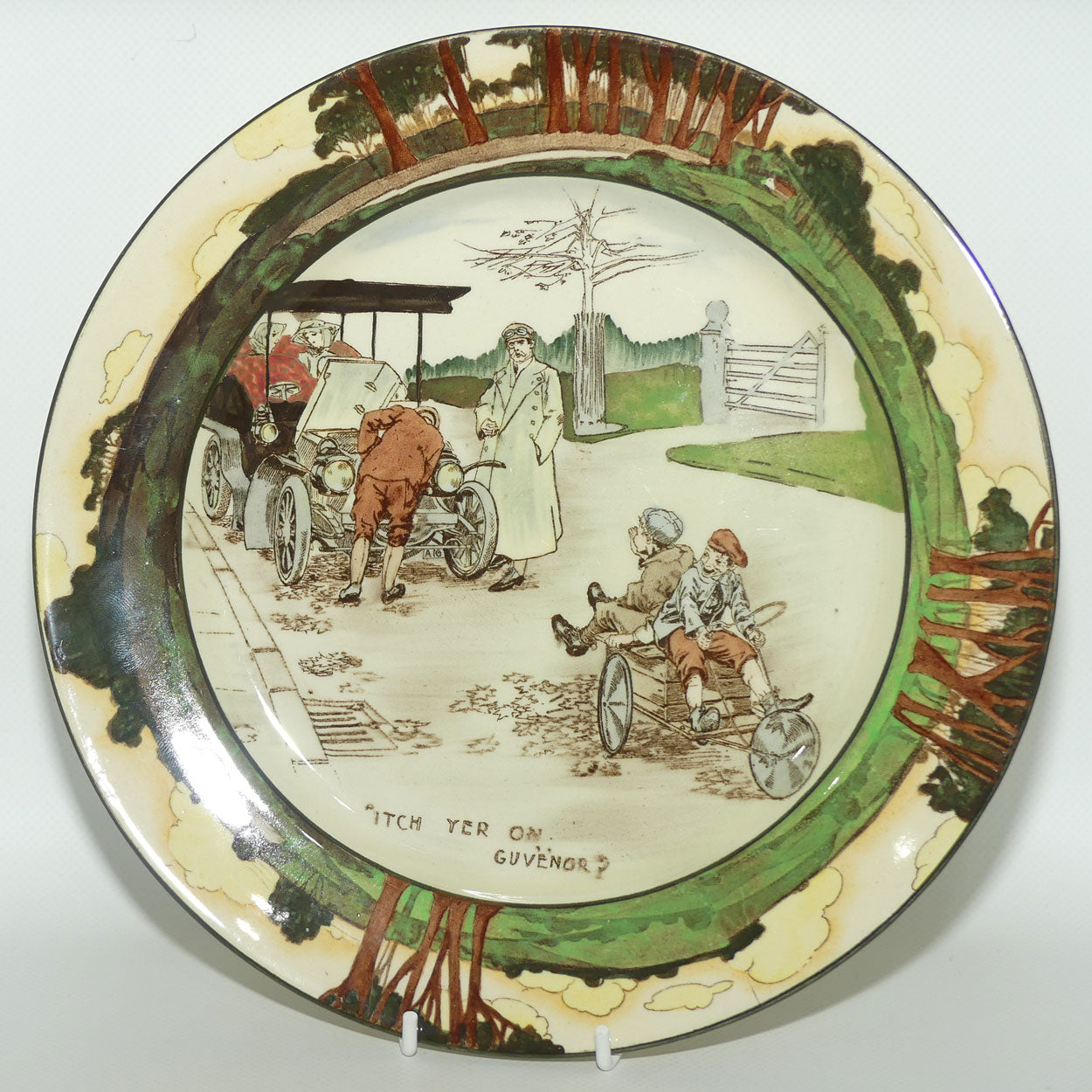 Royal Doulton Early Motoring plate D2406: 'Itch yer on... | Large #1