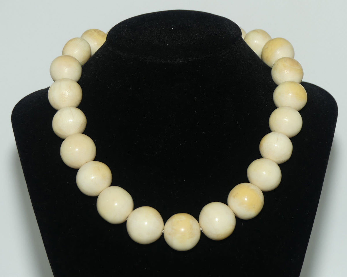 Very Heavy Antique set of Ivory Beads | 16 to 19mm thick
