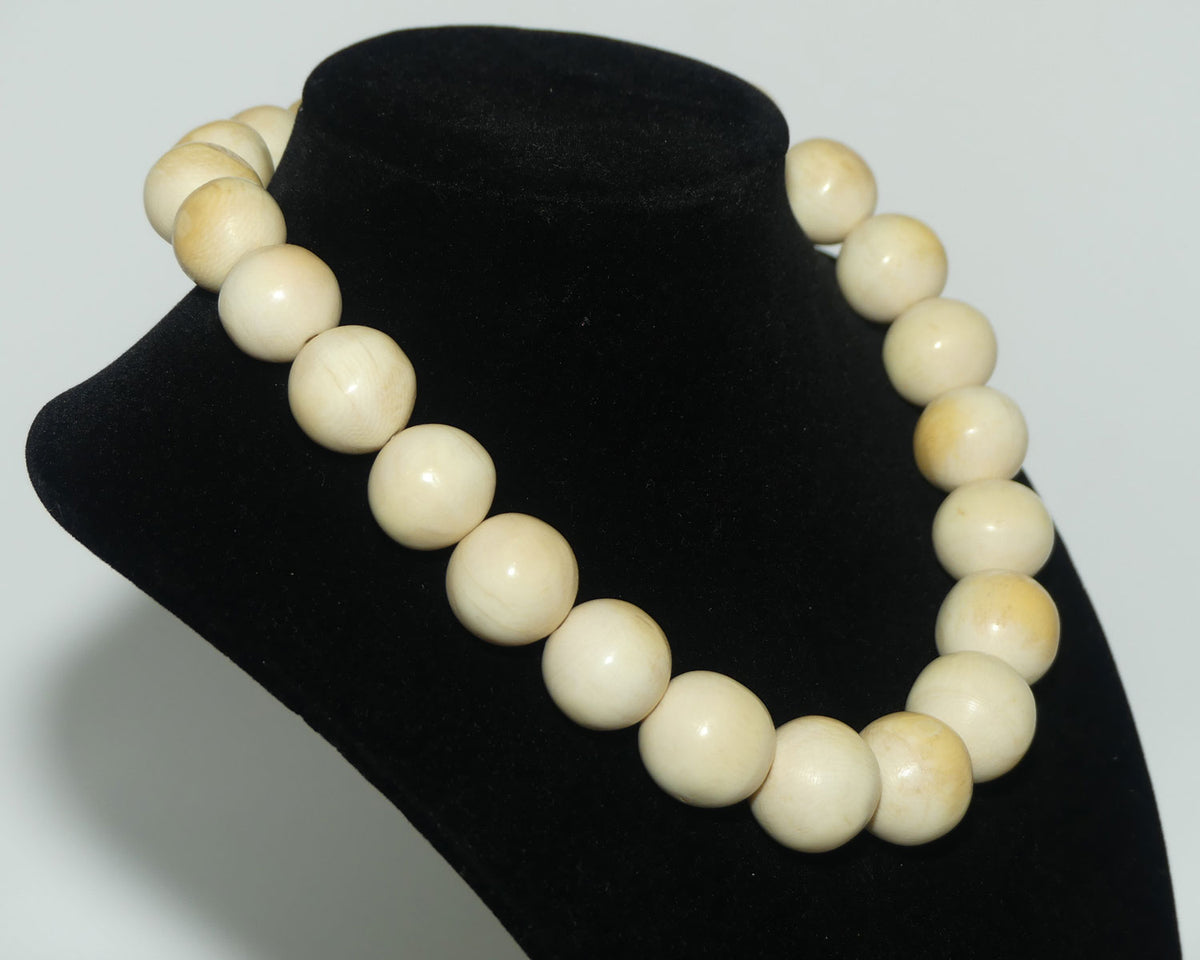 Very Heavy Antique set of Ivory Beads | 16 to 19mm thick