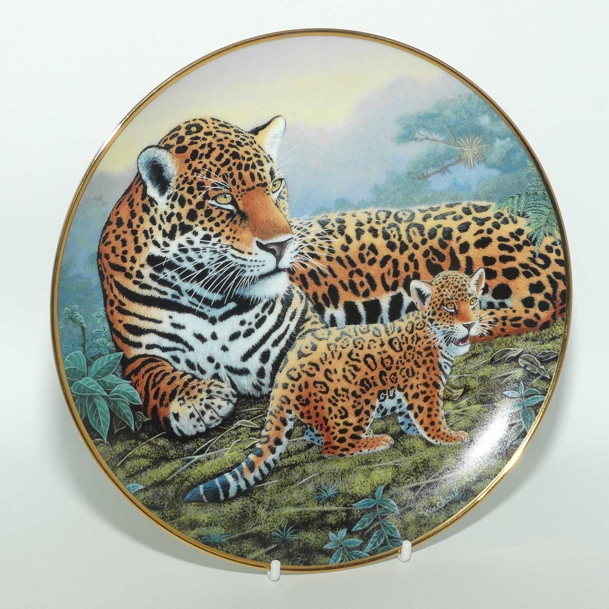 Franklin Mint | National Wildlife plate by Michael Matherly | Jaguar and Cubs