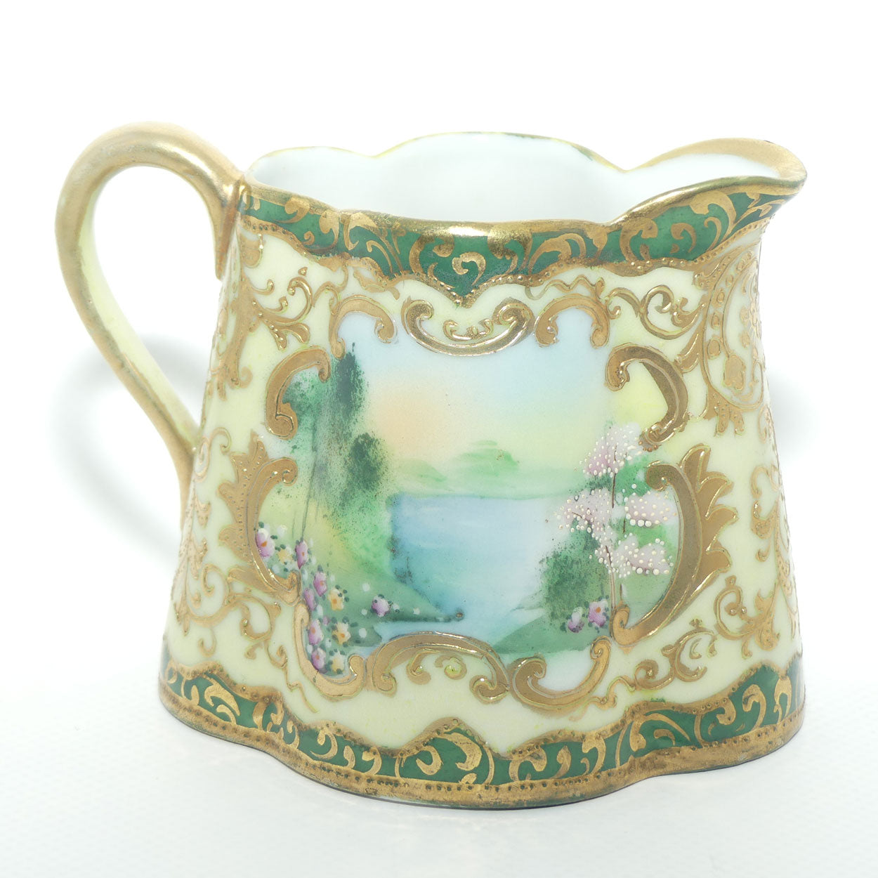 IE & C Co Japan Hand Painted Heavily Gilt Nippon lidded sugar and creamer