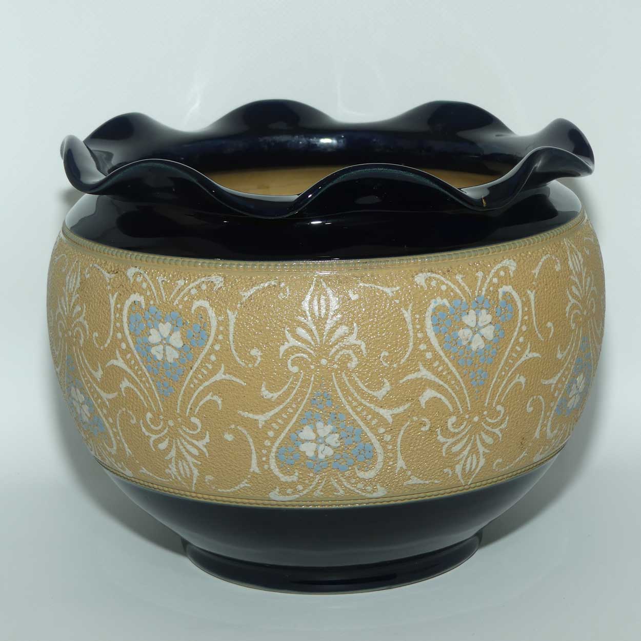 Langley Ware England Stoneware fluted rim jardiniere | Slaters Patent style