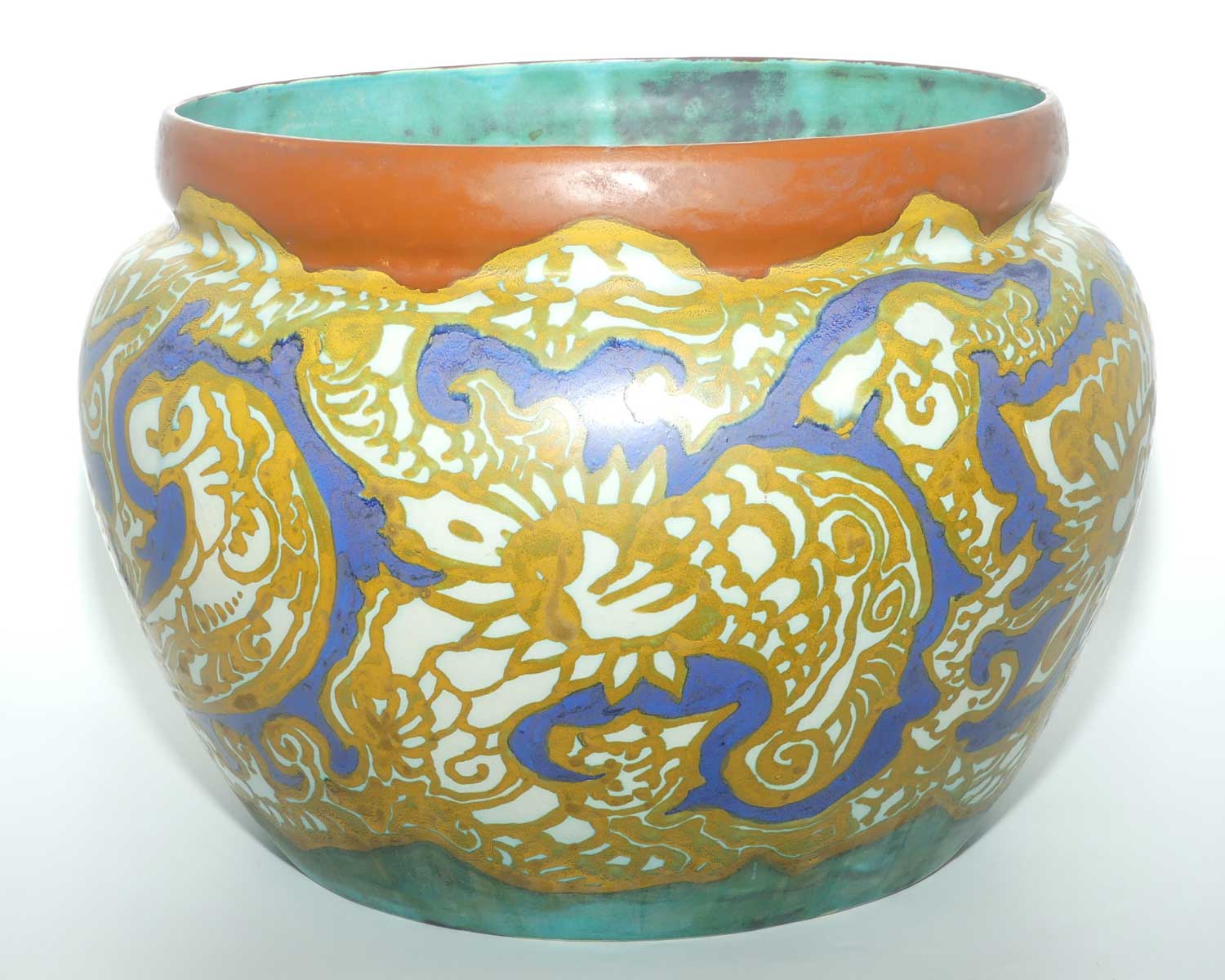 Gouda Zuid Holland very large Jugendstil jardiniere signed Henri Breetvelt