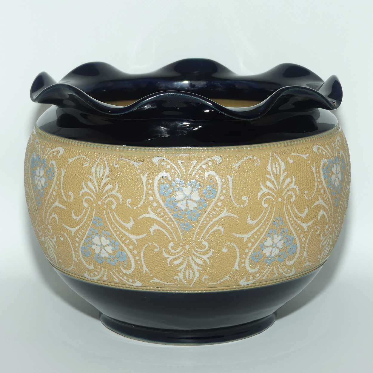 Langley Ware England Stoneware fluted rim jardiniere | Slaters Patent style