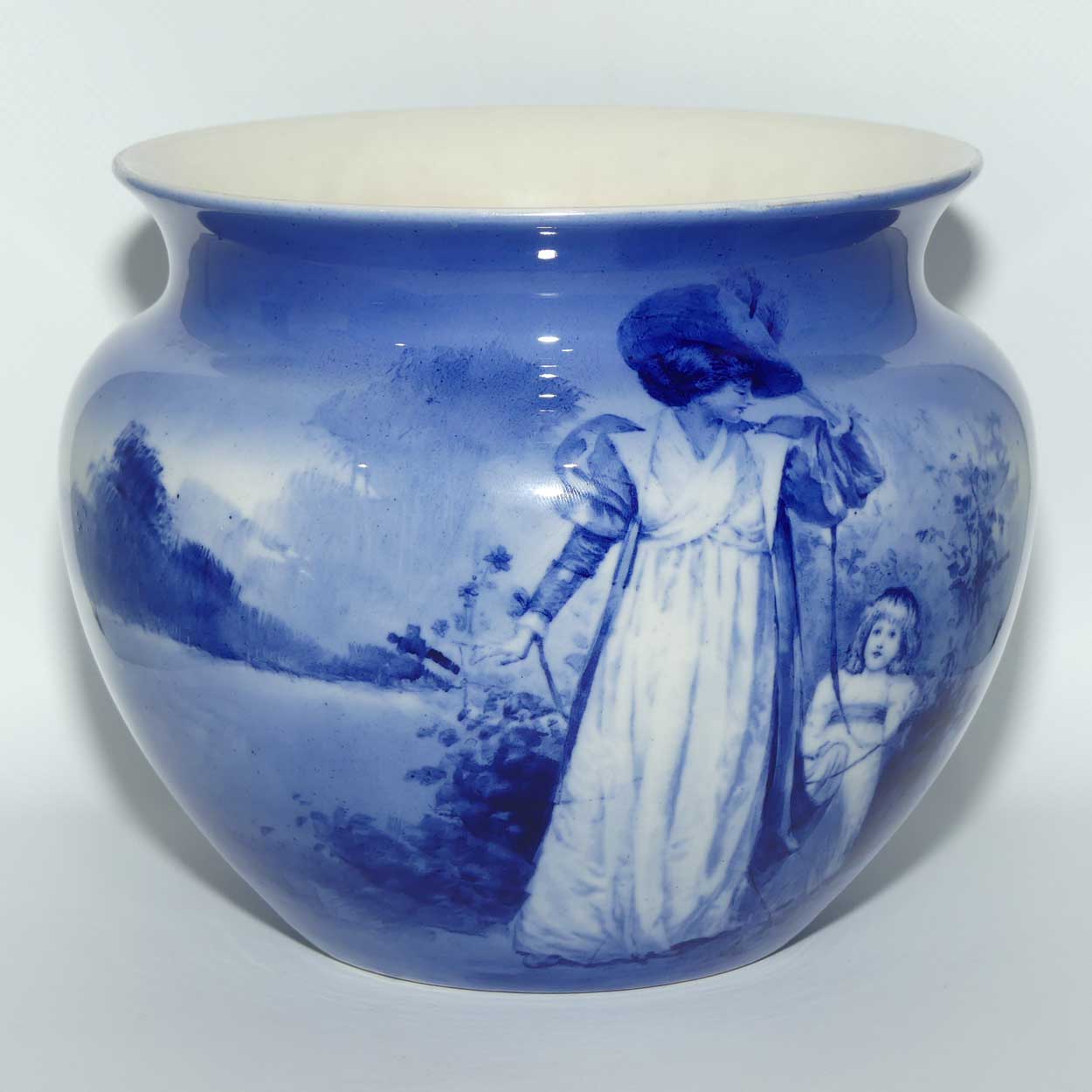 Royal Doulton Blue Childrens Regent shape jardiniere | Woman with Child holding Cloak