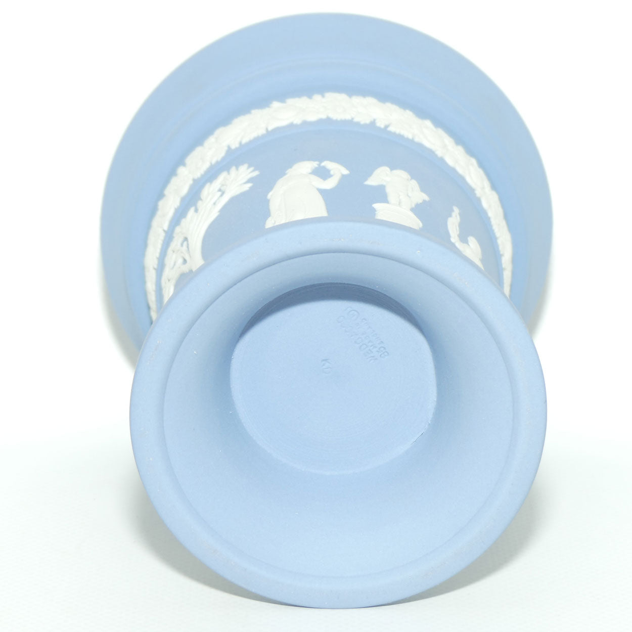 Wedgwood Jasper | White on Pale Blue | Pedastal vase | 12.5cm
