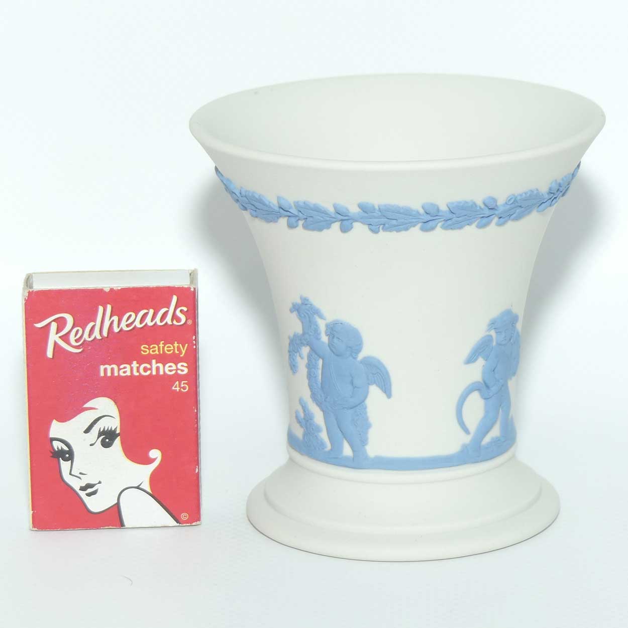 Wedgwood Jasper | Blue on White | trumpet vase | 8.5cm tall