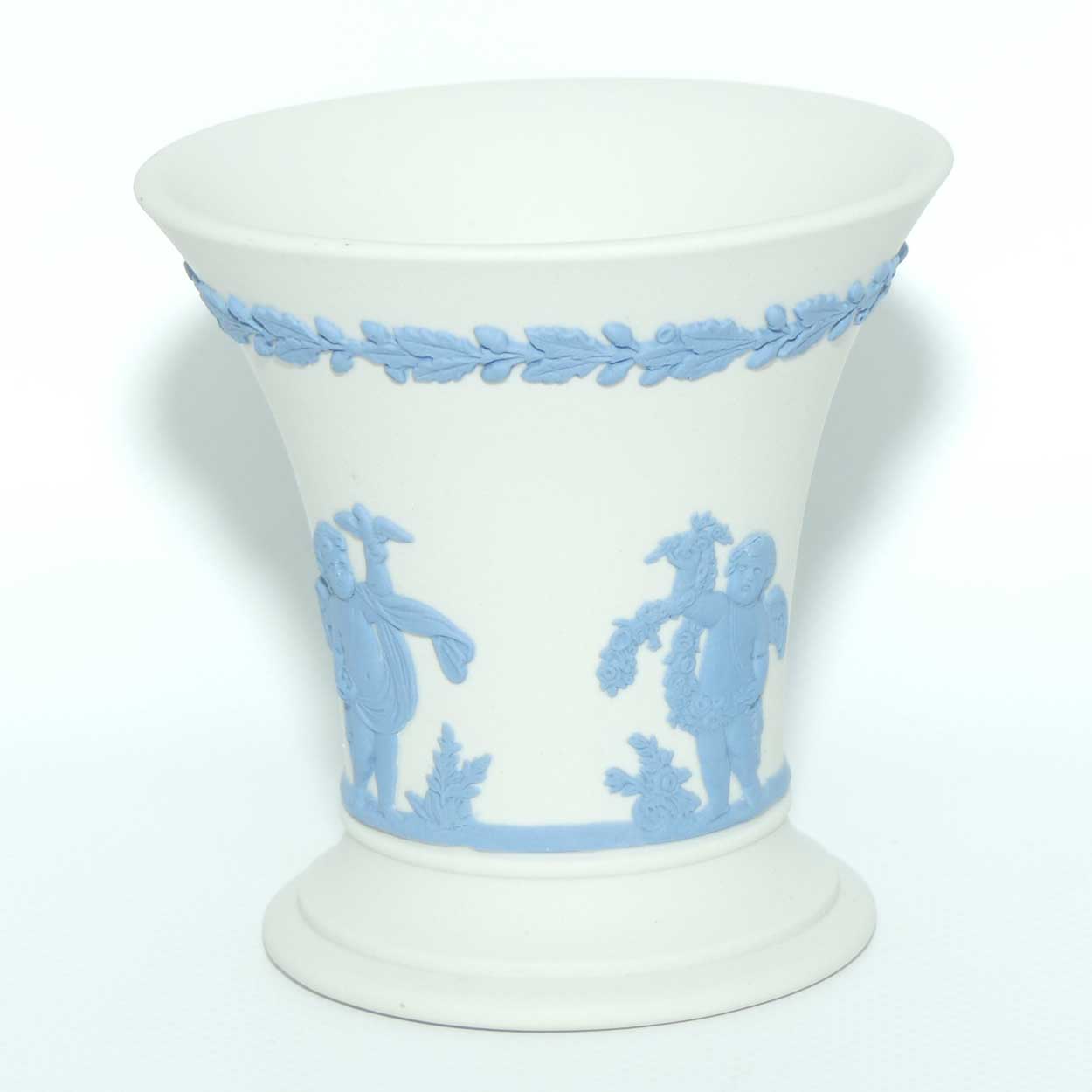 Wedgwood Jasper | Blue on White | trumpet vase | 8.5cm tall