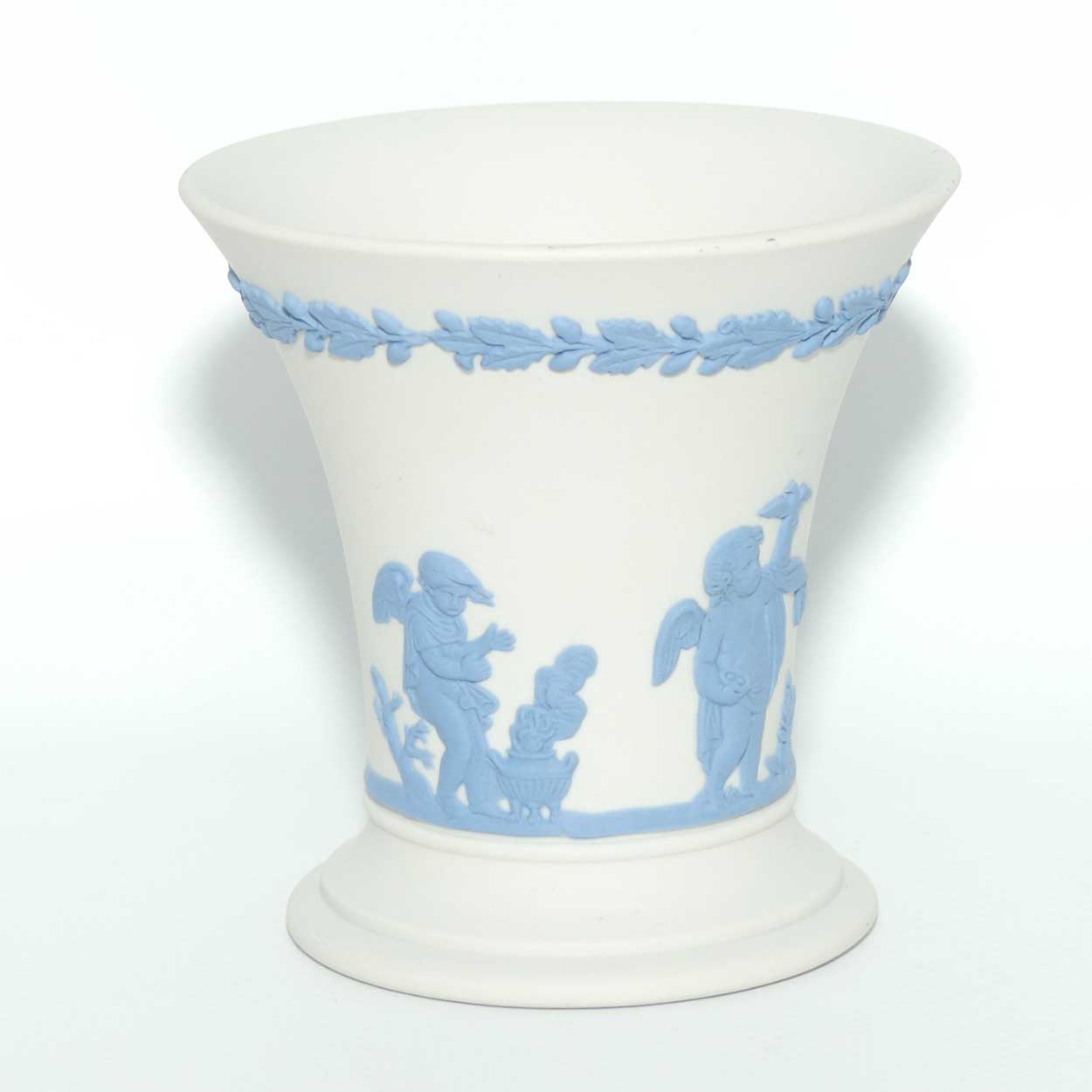 Wedgwood Jasper | Blue on White | trumpet vase | 8.5cm tall