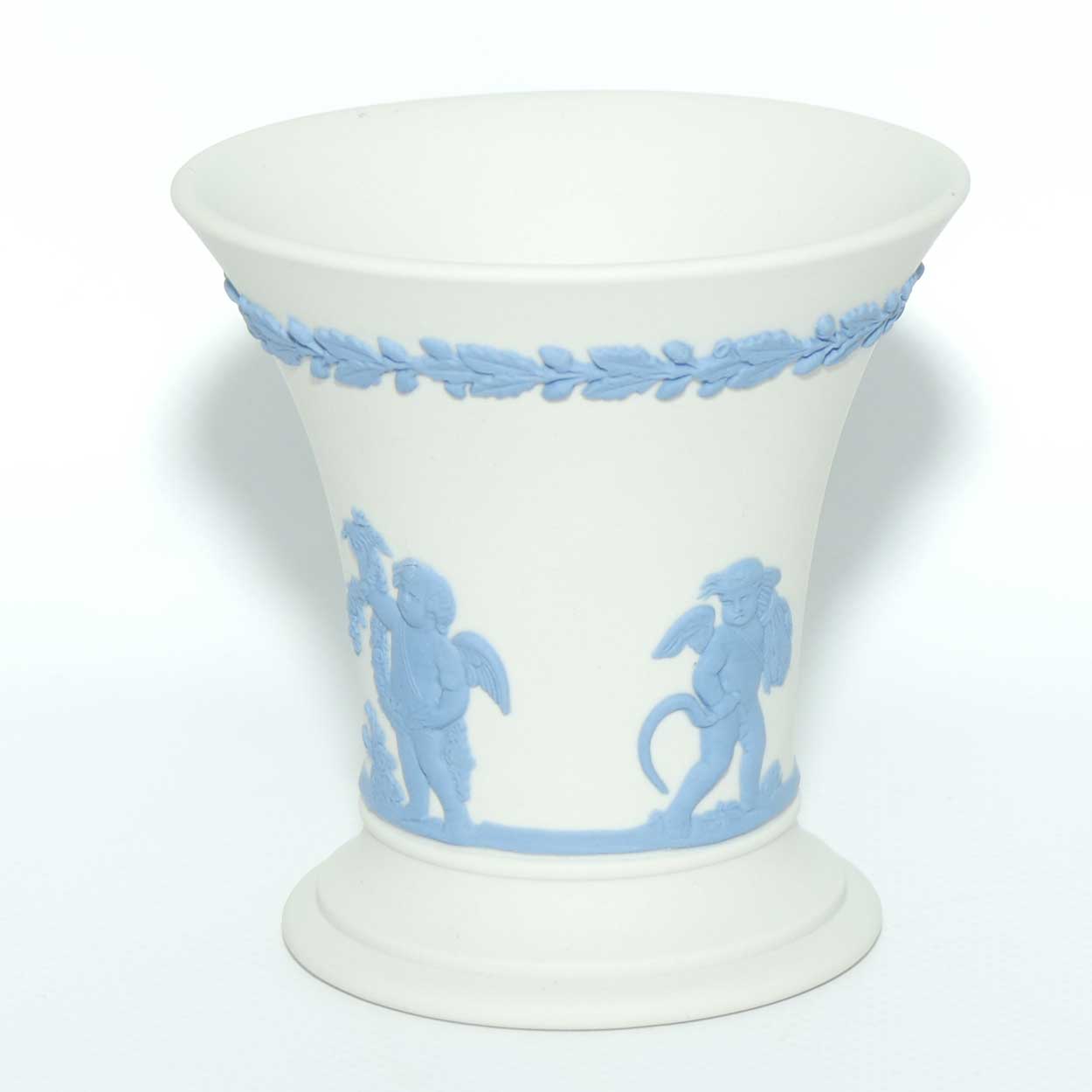 Wedgwood Jasper | Blue on White | trumpet vase | 8.5cm tall