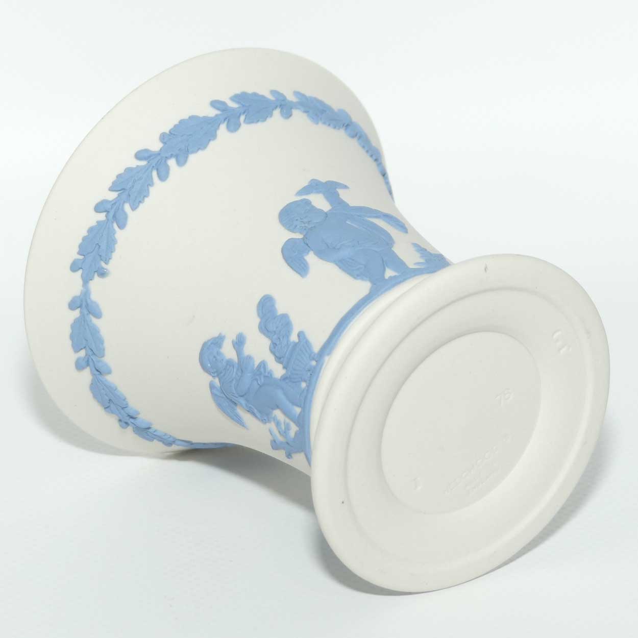 Wedgwood Jasper | Blue on White | trumpet vase | 8.5cm tall