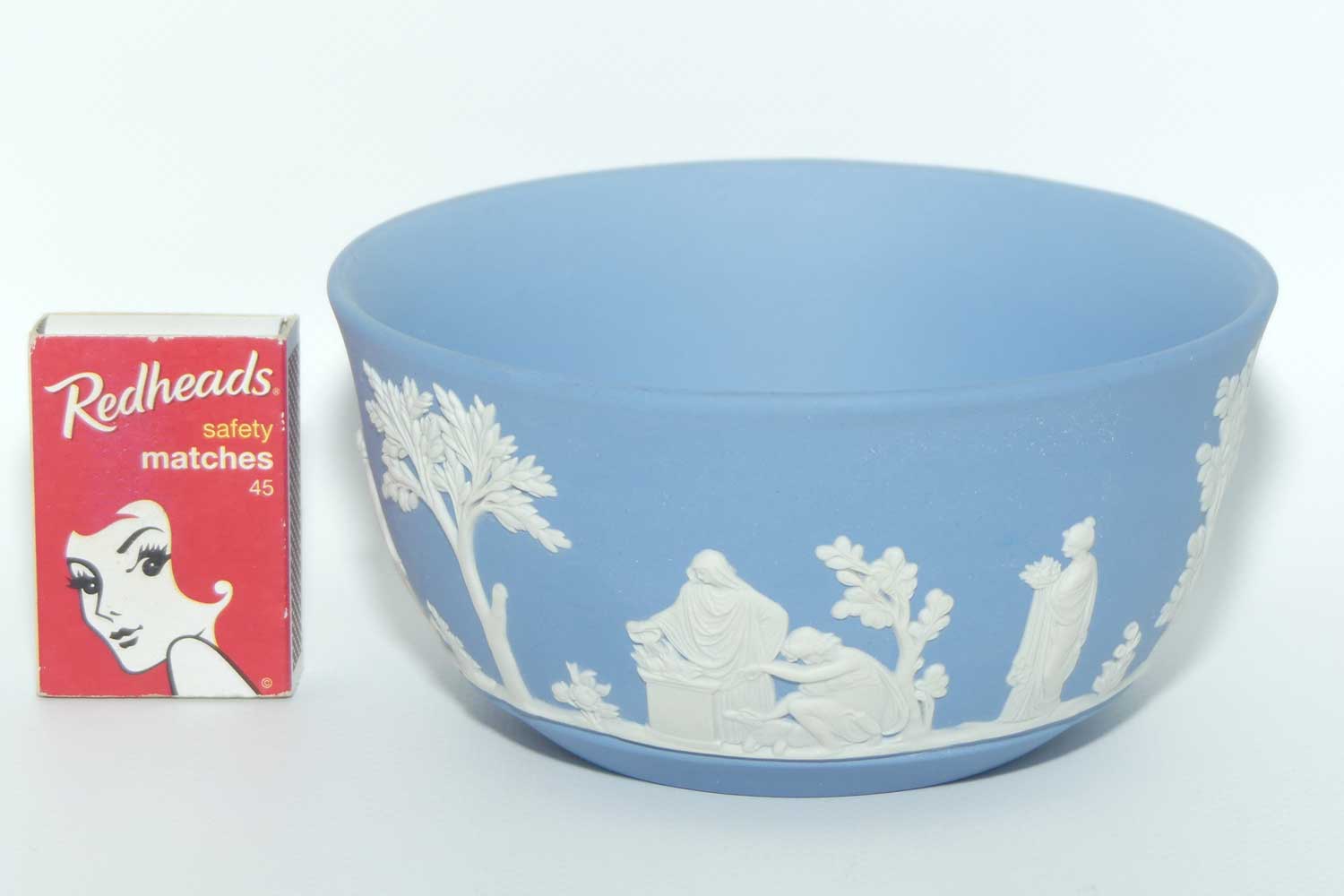 Wedgwood Jasper bowl | White on Pale Blue Grecian Maidens scene | 13cms diameter