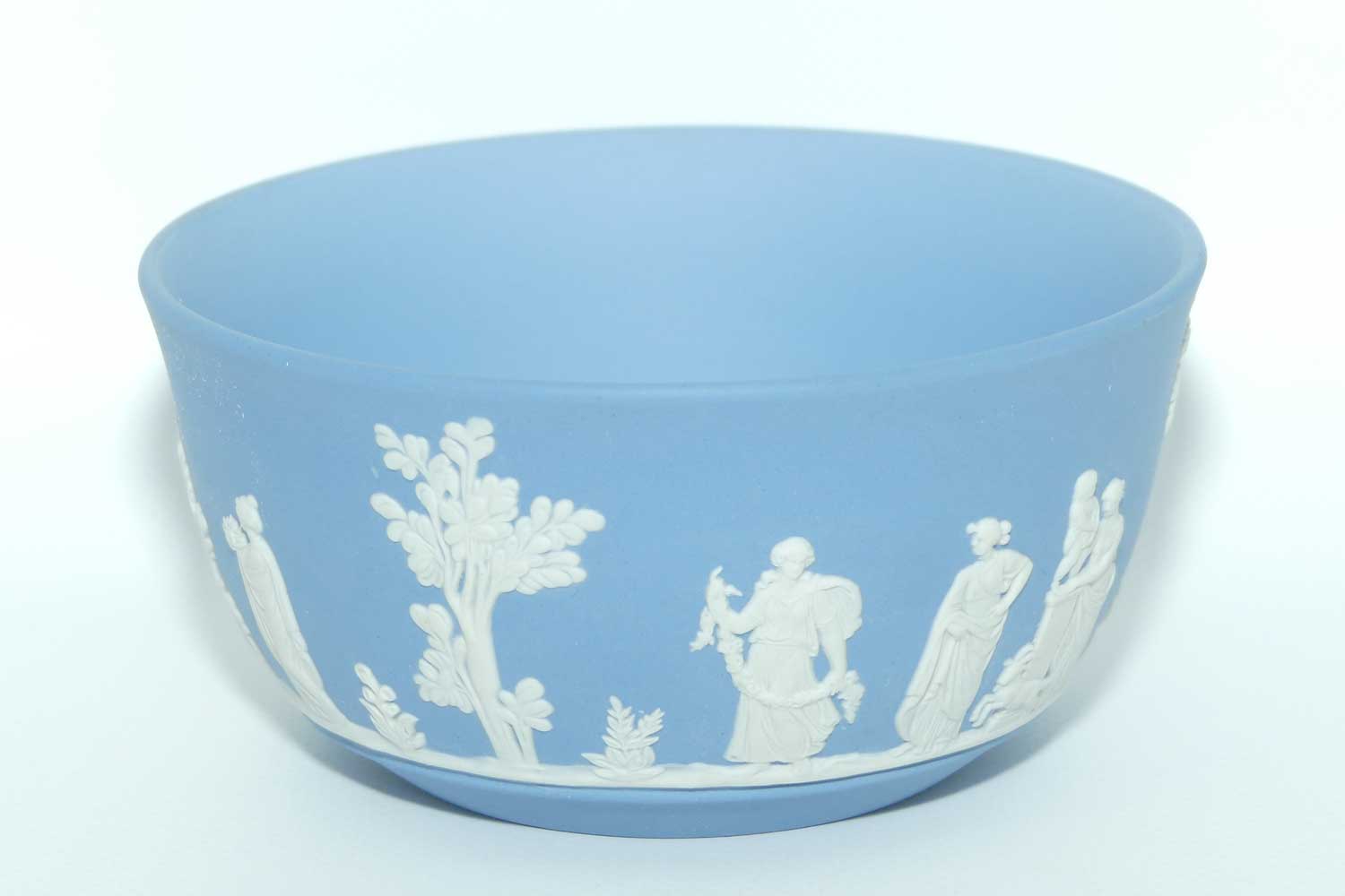 Wedgwood Jasper bowl | White on Pale Blue Grecian Maidens scene | 13cms diameter