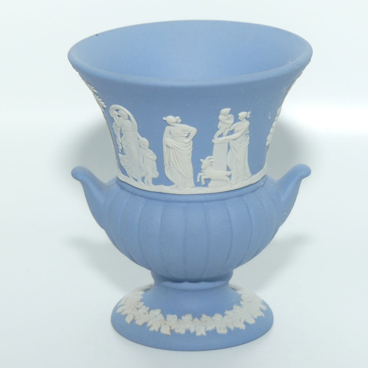 Wedgwood Jasper | White on Pale Blue | Maidens Campagna shape vase | #2