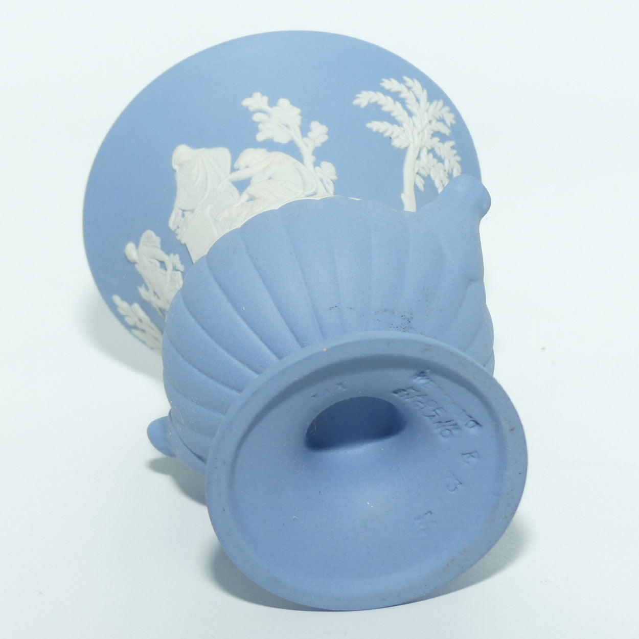 Wedgwood Jasper | White on Pale Blue | Maidens Campagna shape vase | #2