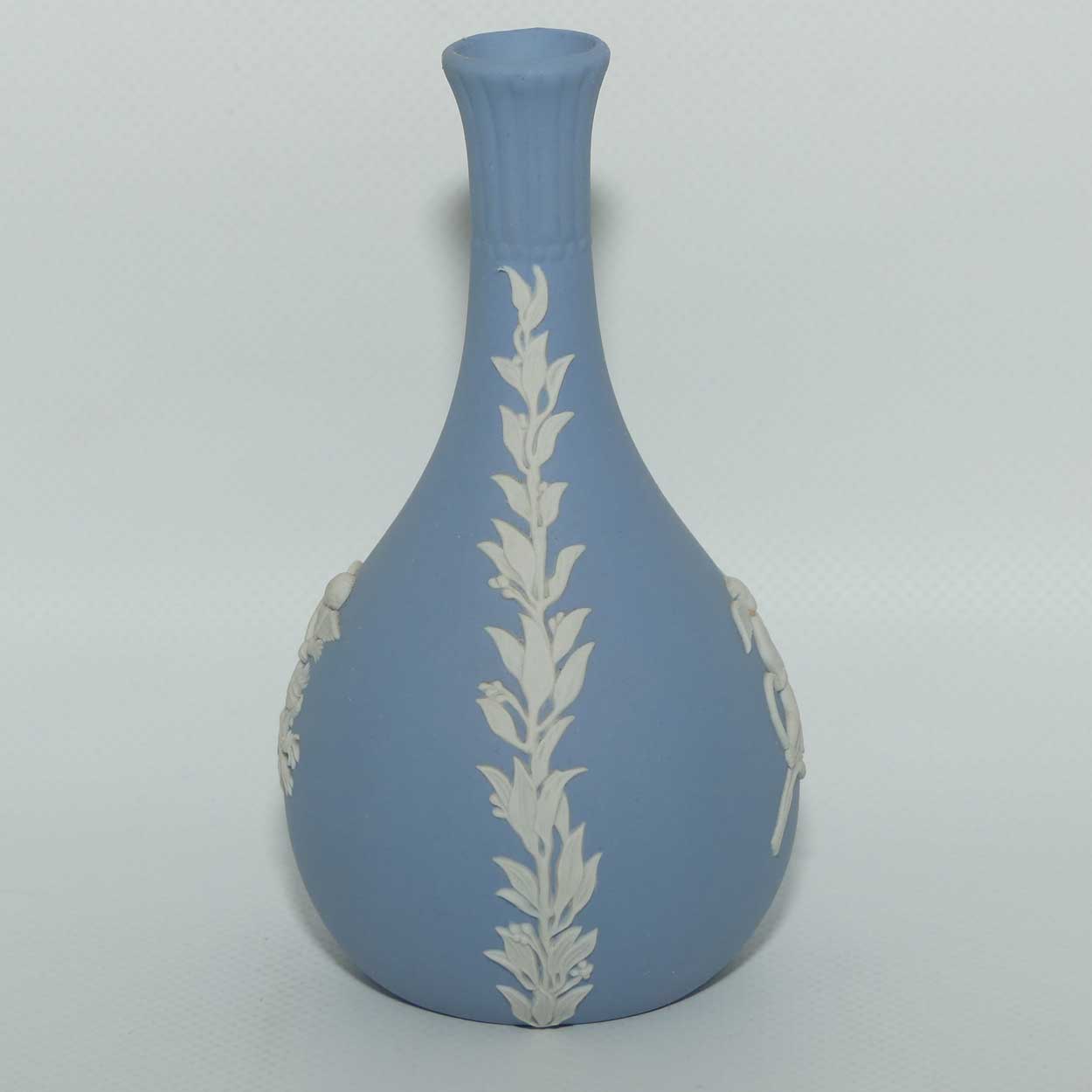 Wedgwood Jasper | White on Pale Blue | Narrow neck bud vase | Cupid design | #2