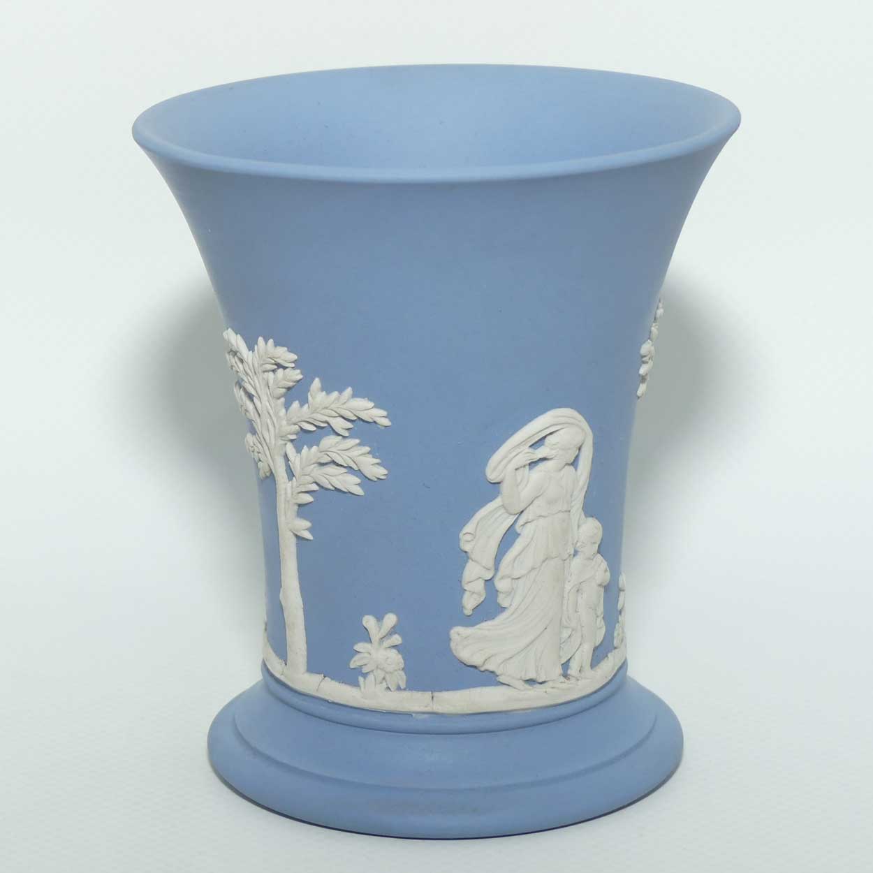 Wedgwood Jasper | White on Pale Blue | Flaired and Footed vase | #3