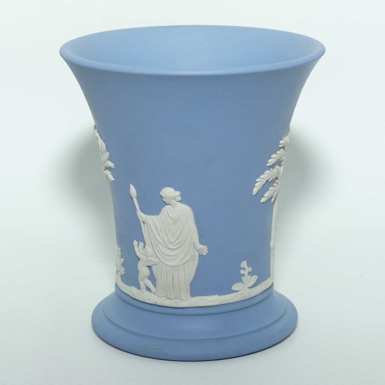 Wedgwood Jasper | White on Pale Blue | Flaired and Footed vase | #3
